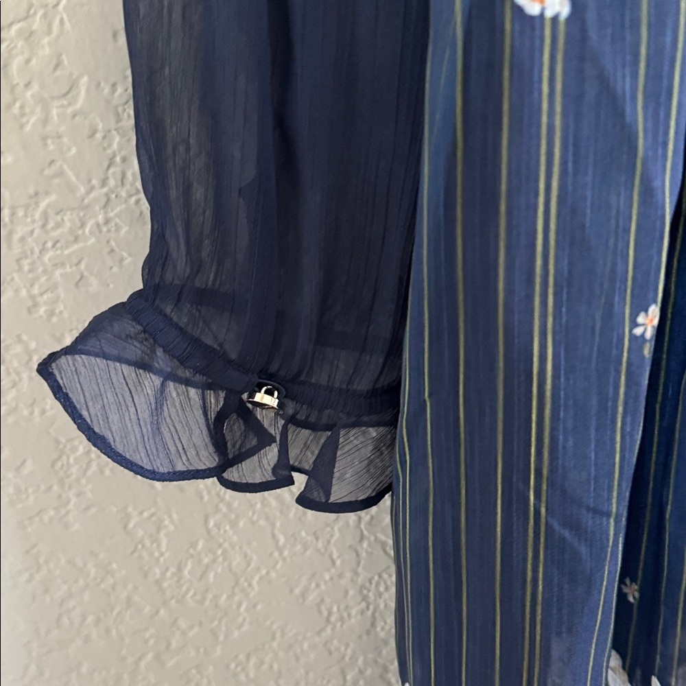 Ted Baker Zemi Pearl Printed Long Sleeve Mini Dress Dark Blue 3 US 8 - Picture 9 of 12